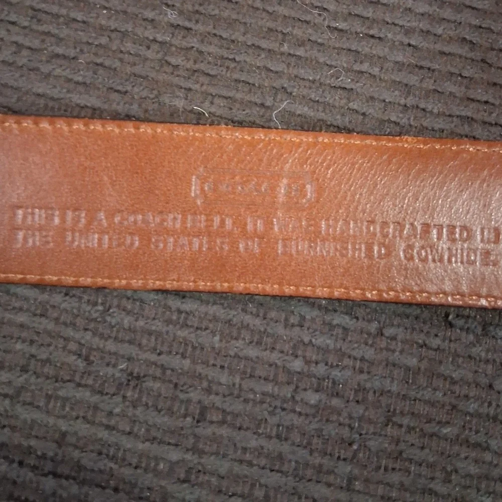 Coach Mens Black Leather Belt Vintage USA Made Burnished Cowhide Brass Buckle 34
